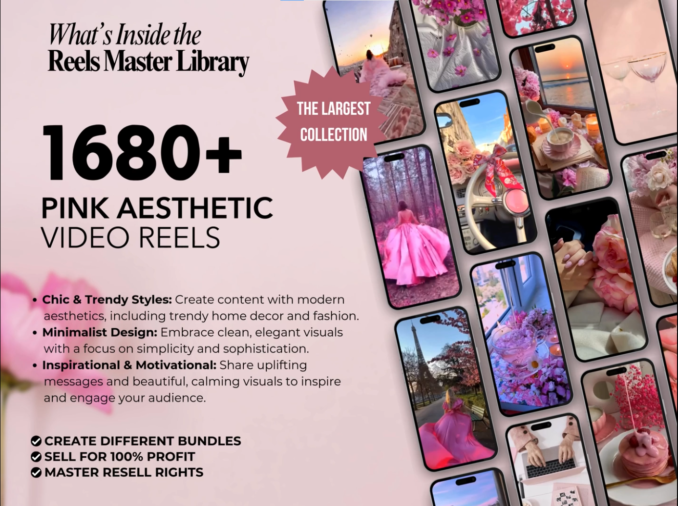 Reels Master Library: 4,120+ Pink Aesthetic Reels